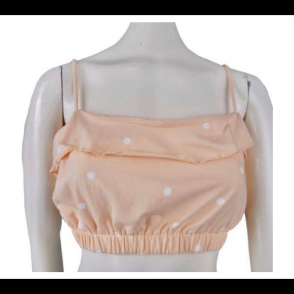 𝅺la Hearts Pacsun peach polka dot crop top sz XS - Picture 1 of 5
